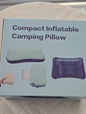 Compact Inflatable Camping Pillow - Light Mint & Navy